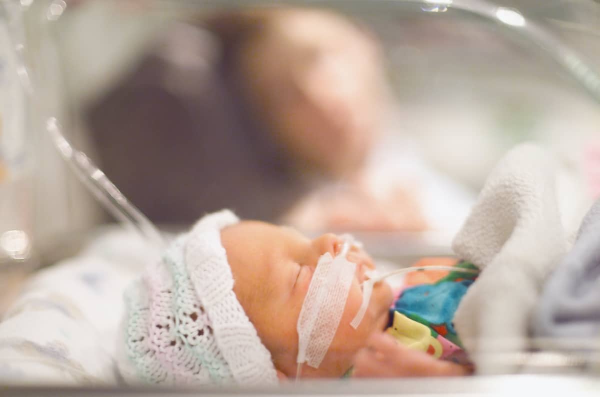 Premature baby boy in Intensive Care Unit at hospital